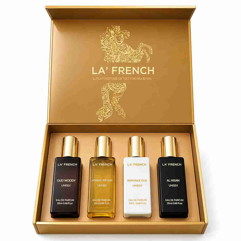Oudh Perfume Gift Set 4x20ml - Adventure Oud | Romance Oud | Al Hisan | Oud Woody