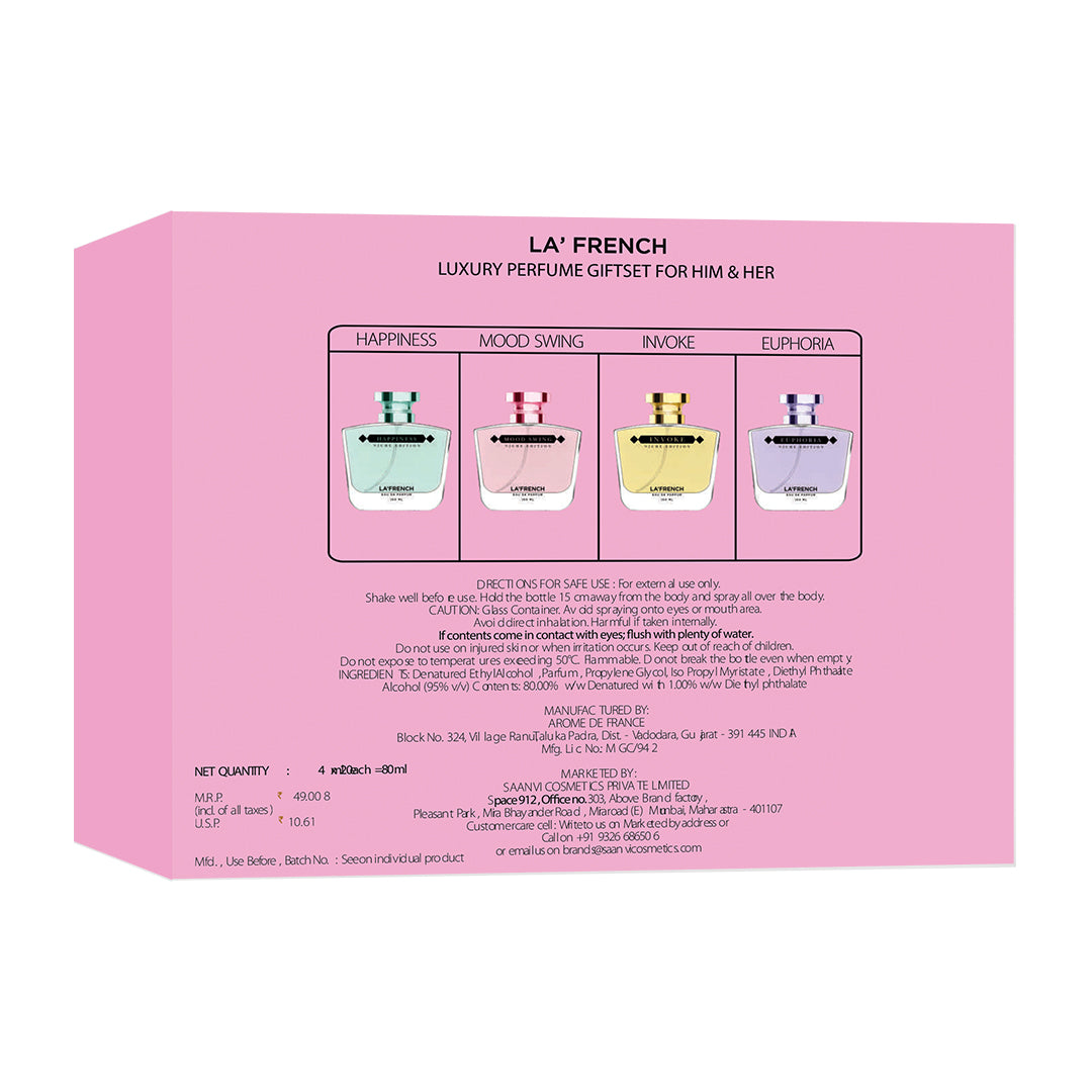 Niche Edition Unisex Luxury Perfume Gift Set 4x20ml - Euphoria | Mood Swing | Happiness | Invoke
