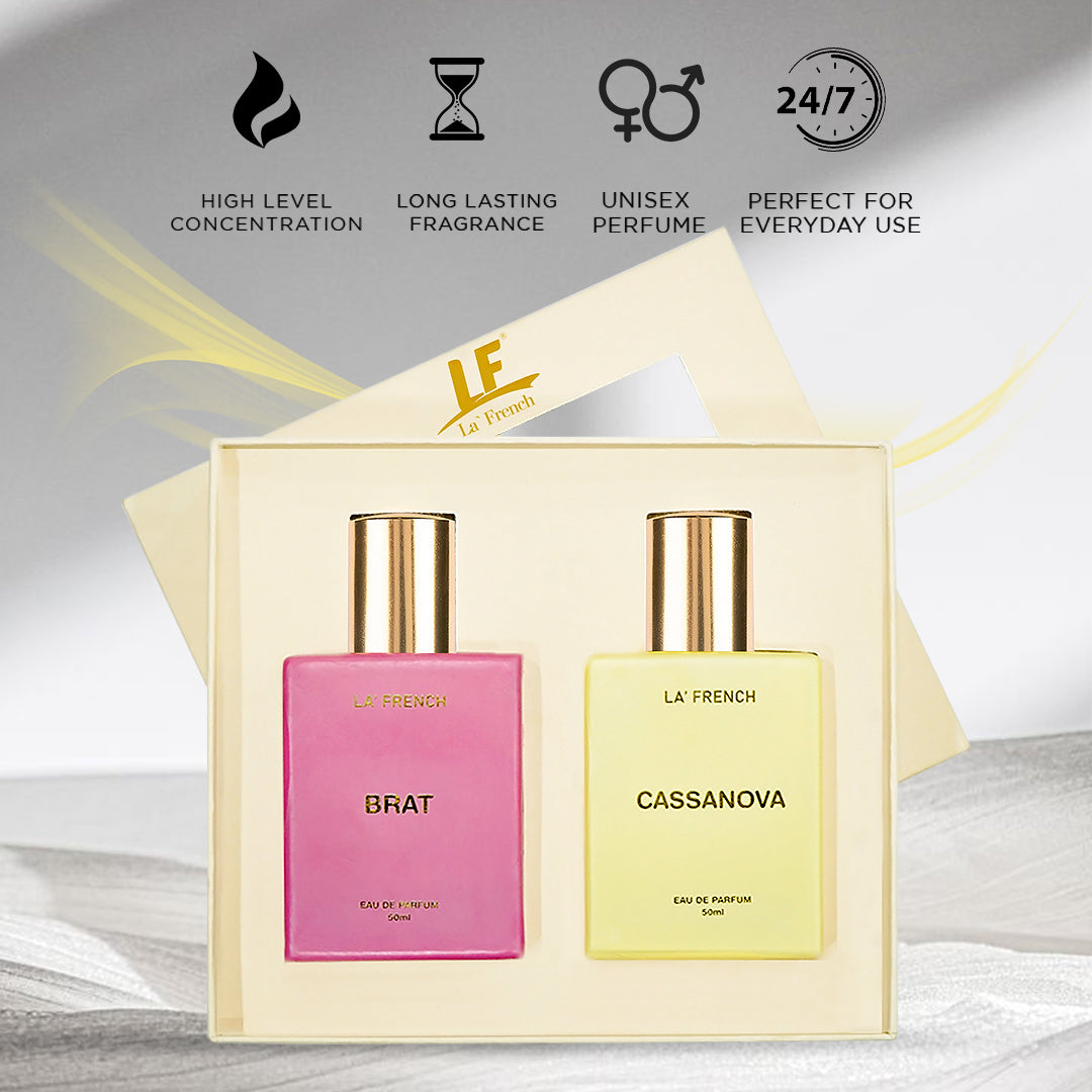 Brat & Cassanova Premium Unisex Perfume Gift Set Combo 50ml X 2 Pcs