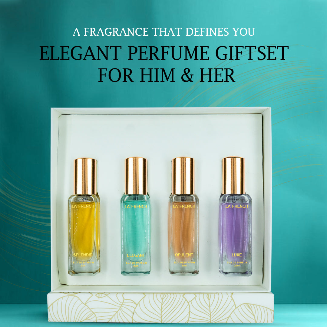 Elegant Perfume Gift Set for Him & Her, 4x20ml -Splendid | Opulent | Elegant | Luxe