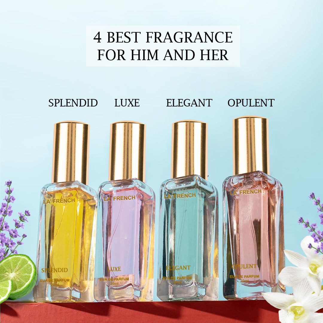Elegant Perfume Gift Set for Him & Her, 4x20ml -Splendid | Opulent | Elegant | Luxe
