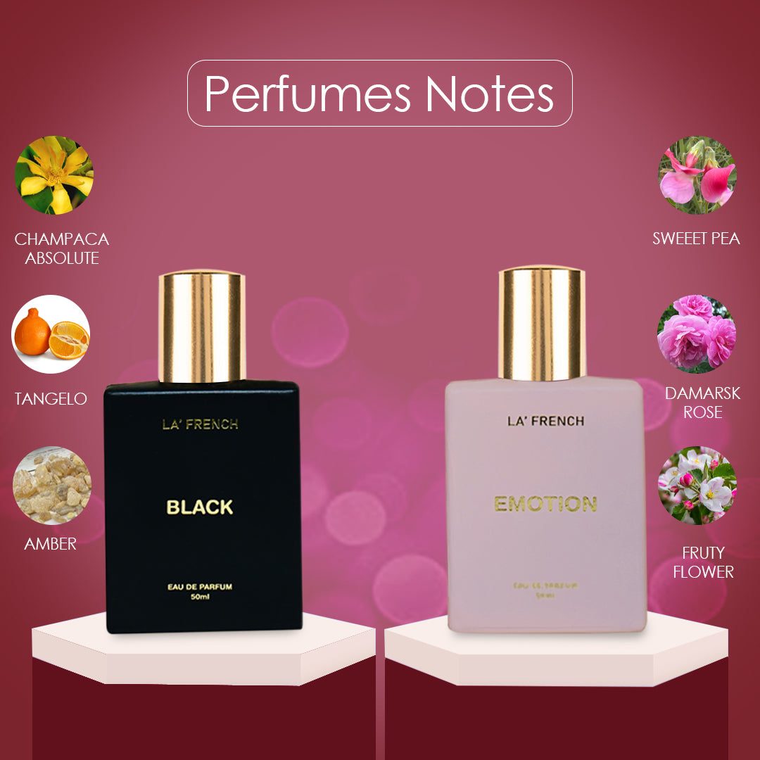 Black & Emotion Unisex Luxury Perfume Gift Set 50ml X 2 Pcs