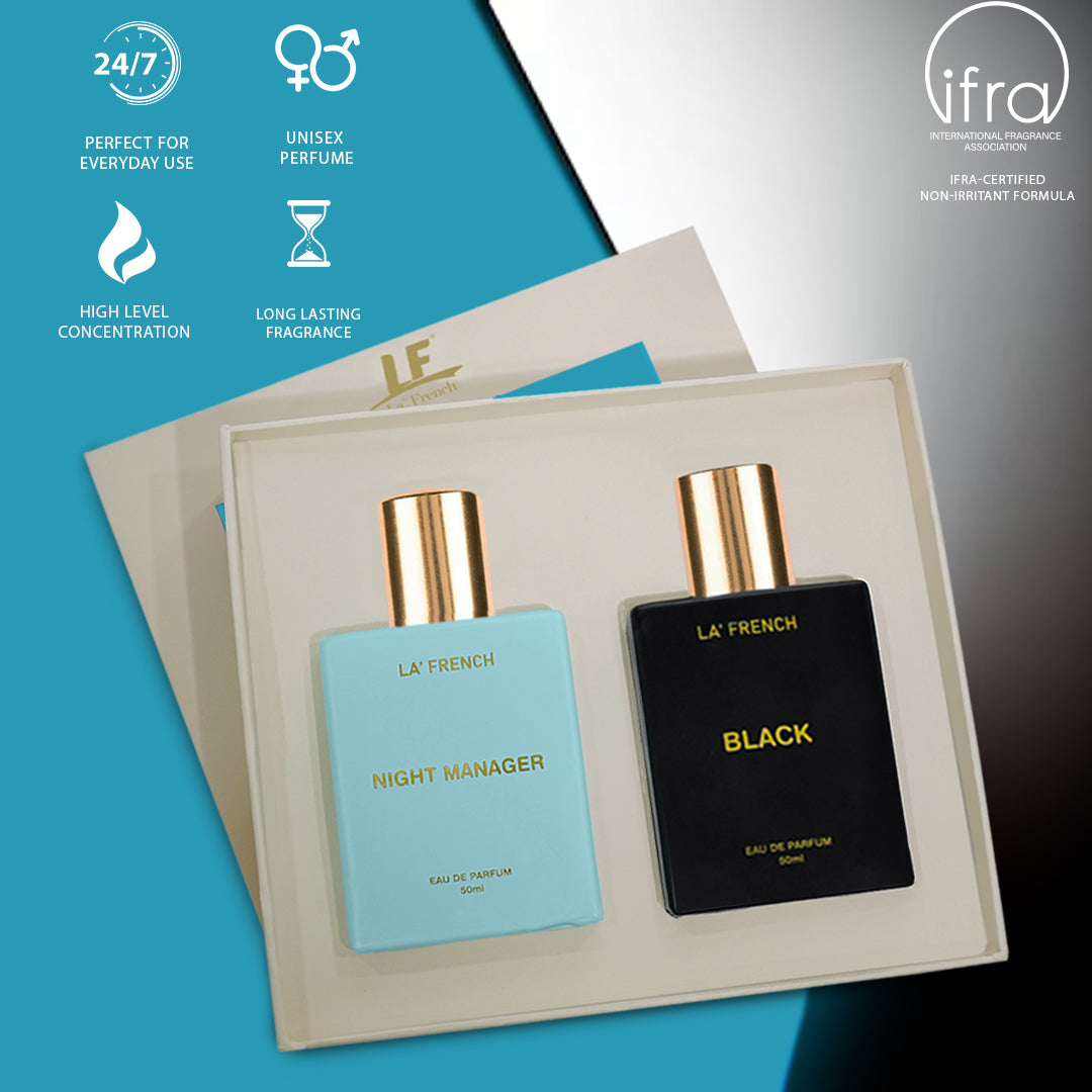 Night Manager & Black Premium Unisex Perfume Gift Set Combo 50ml X 2 Pcs