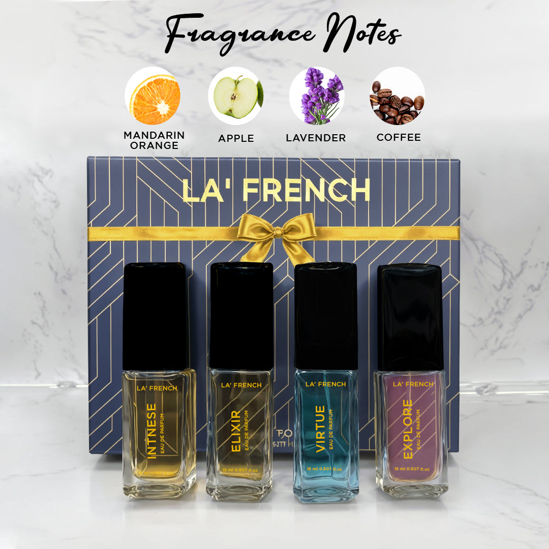 LF Perfume Gift Set for Men & Women 4x15ml - Elixir | Explore | Intense | Virtue
