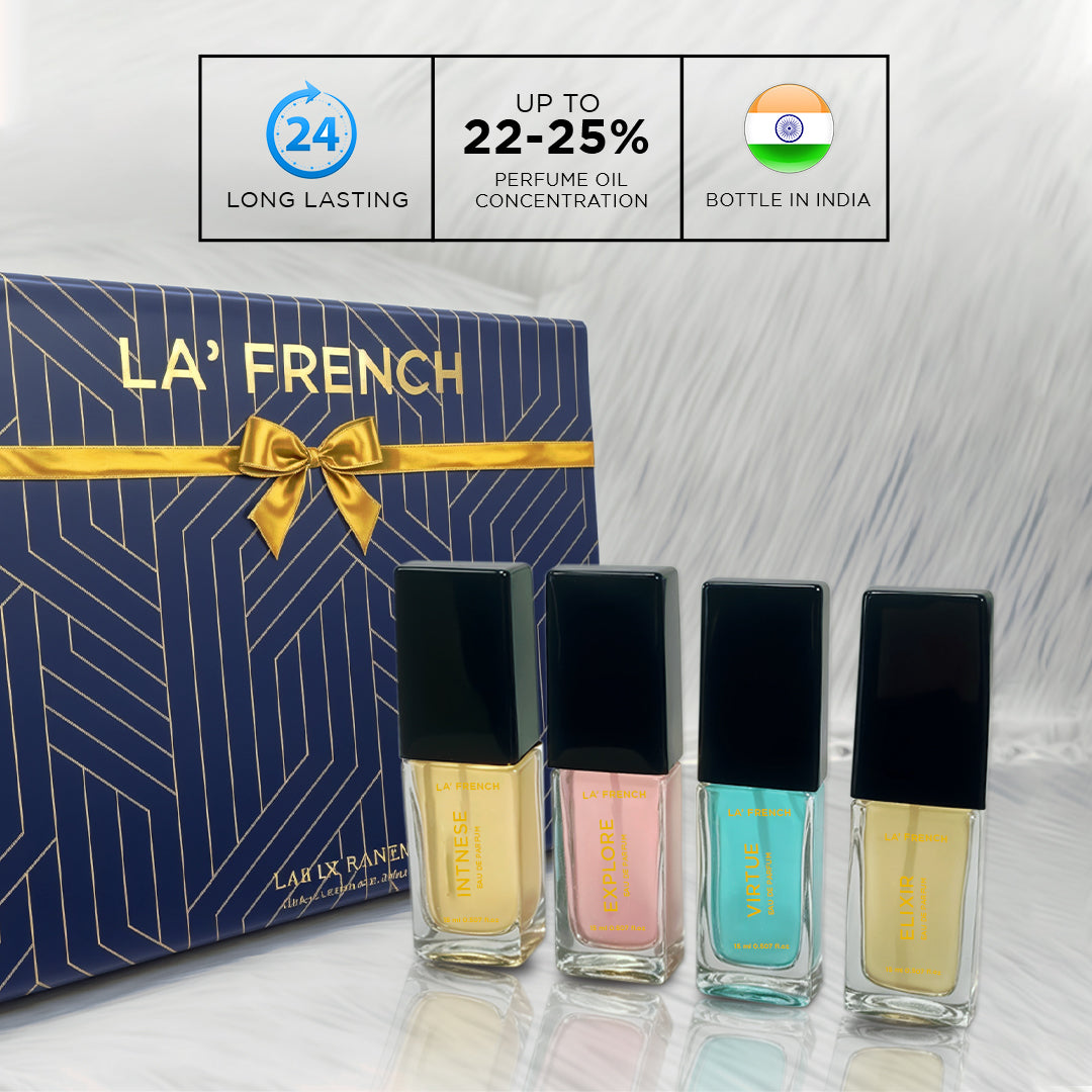 LF Perfume Gift Set for Men & Women 4x15ml - Elixir | Explore | Intense | Virtue