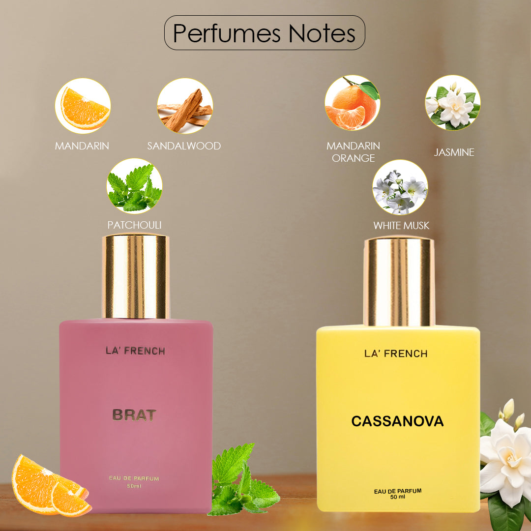 Brat & Cassanova Premium Unisex Perfume Gift Set Combo 50ml X 2 Pcs