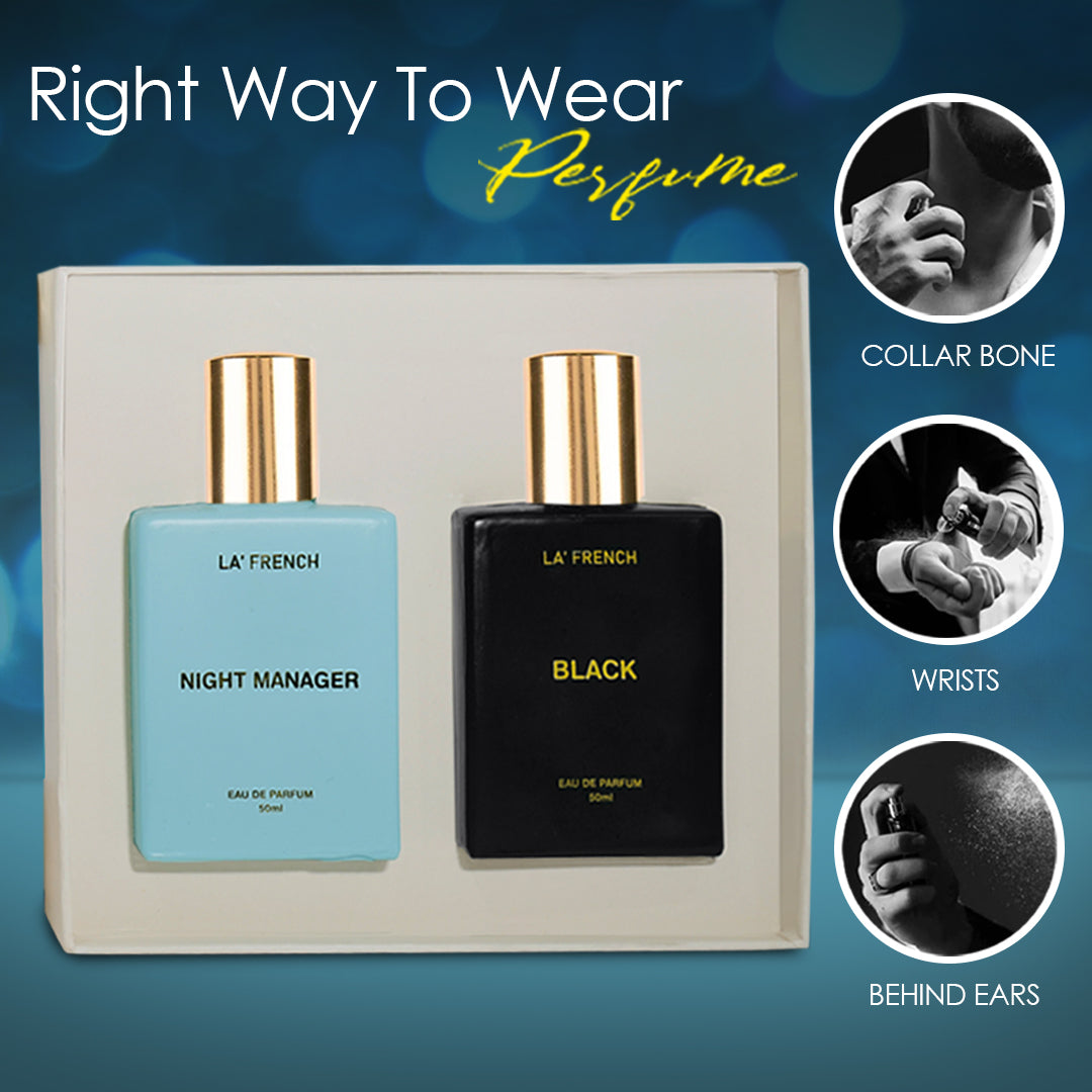 Night Manager & Black Premium Unisex Perfume Gift Set Combo 50ml X 2 Pcs