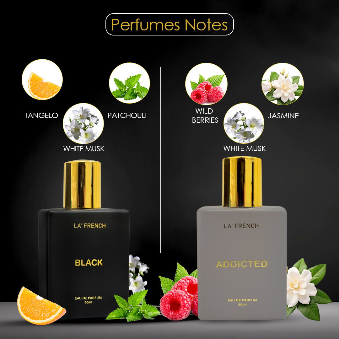 Black & Addicted Premium Unisex Perfume Gift Set Combo 50ml X 2 Pcs