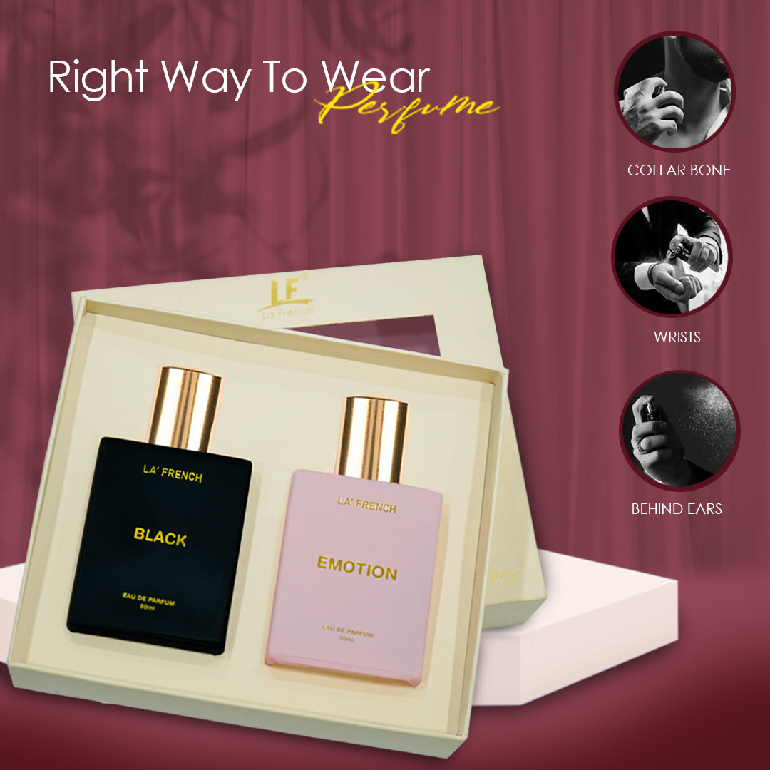 Black & Emotion Unisex Luxury Perfume Gift Set 50ml X 2 Pcs