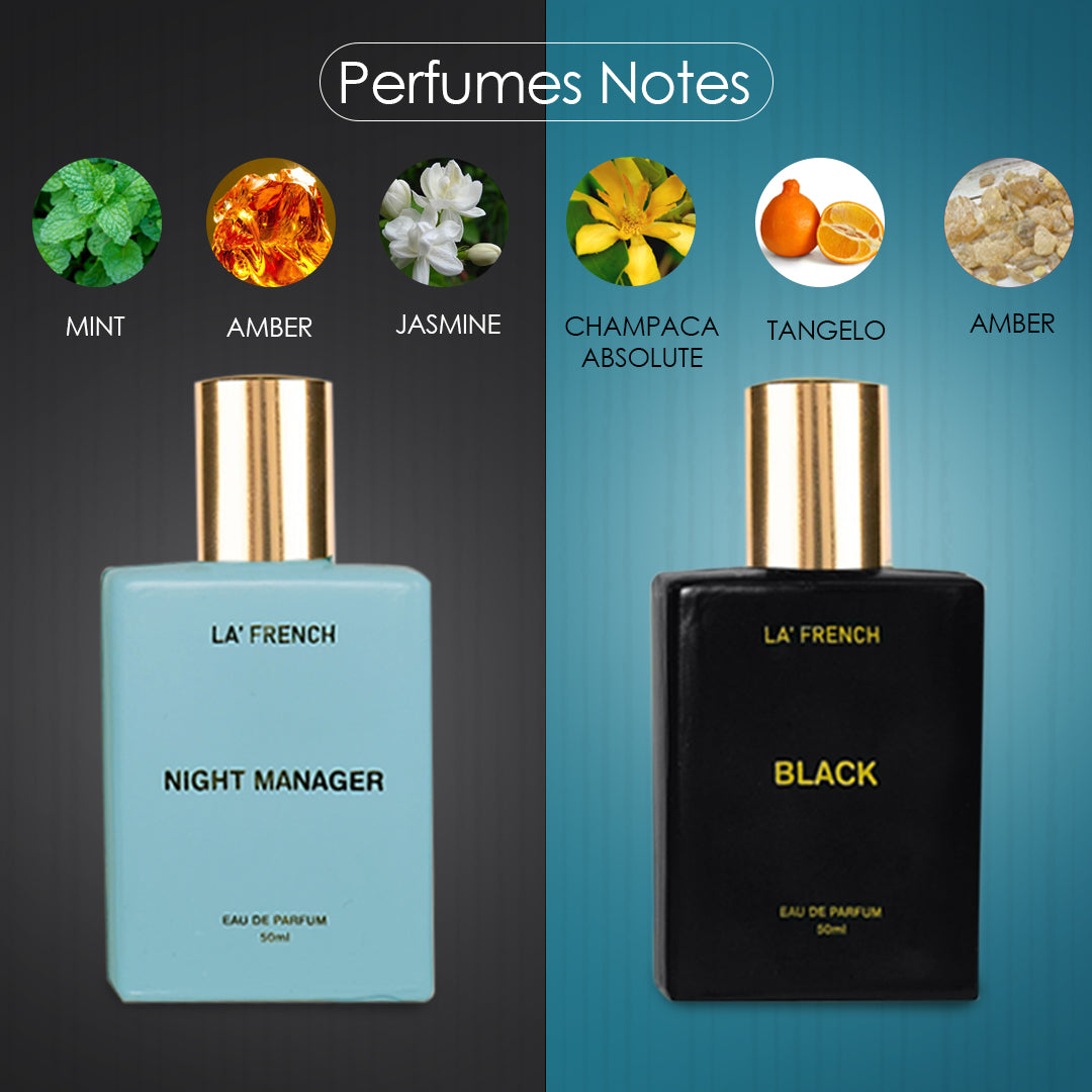 Night Manager & Black Premium Unisex Perfume Gift Set Combo 50ml X 2 Pcs