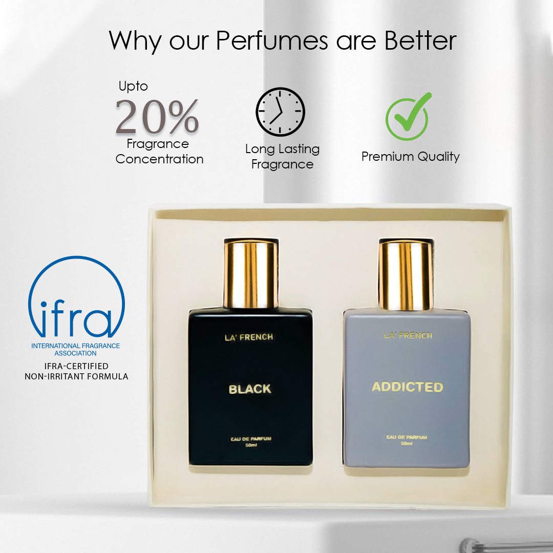 Black & Addicted Premium Unisex Perfume Gift Set Combo 50ml X 2 Pcs
