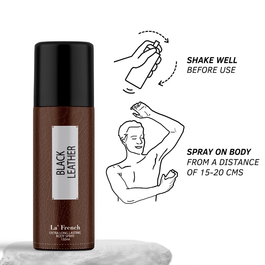 LF Black Leather Deodorant For Men - 150ml (Pack of 3)