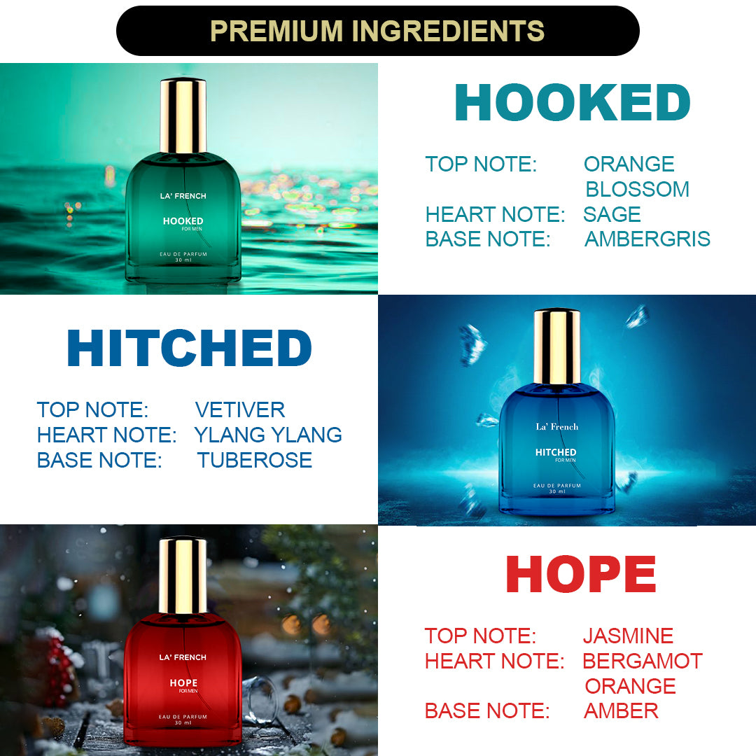 Perfume Gift Set for Men 3x30ml - Hitched | Hooked | Hope