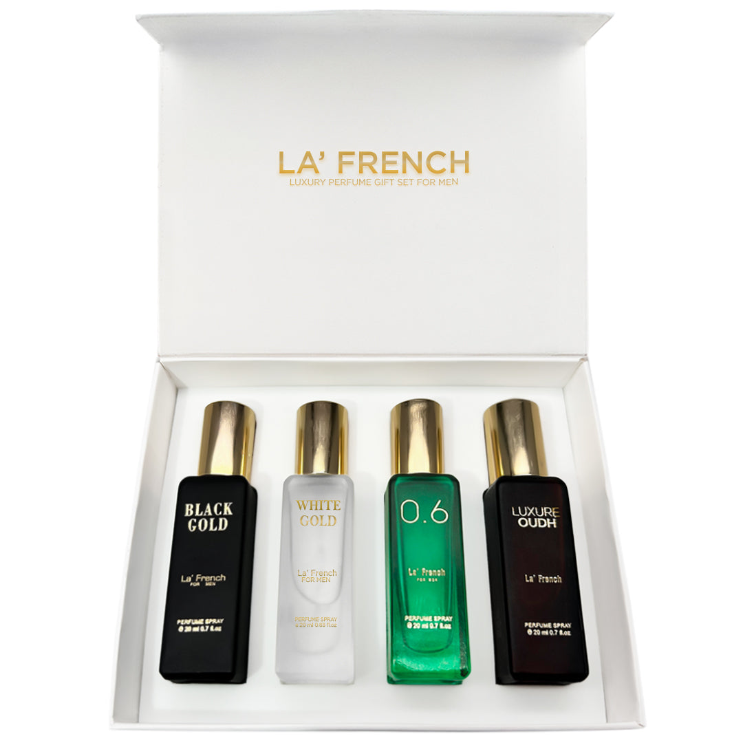 LF Classic Perfume Gift Set 4x20ml - Black Gold | White Gold | 0.6 | Luxure Oudh