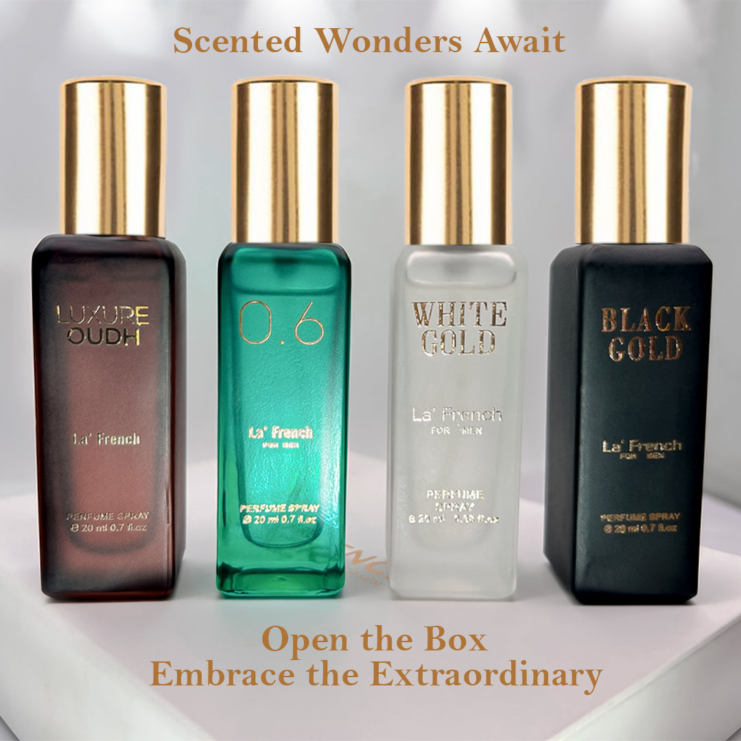 LF Classic Perfume Gift Set 4x20ml - Black Gold | White Gold | 0.6 | Luxure Oudh