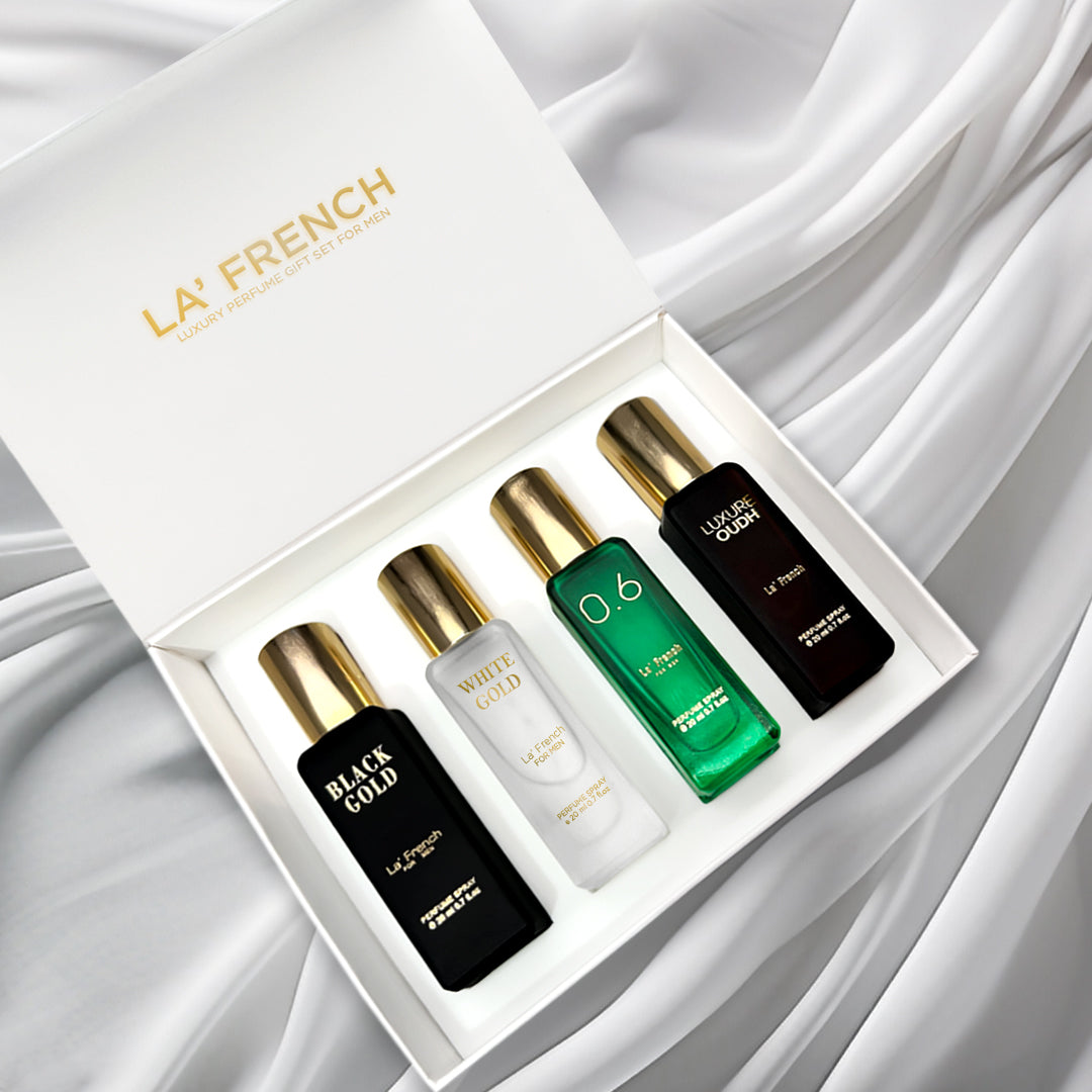 LF Classic Perfume Gift Set 4x20ml - Black Gold | White Gold | 0.6 | Luxure Oudh