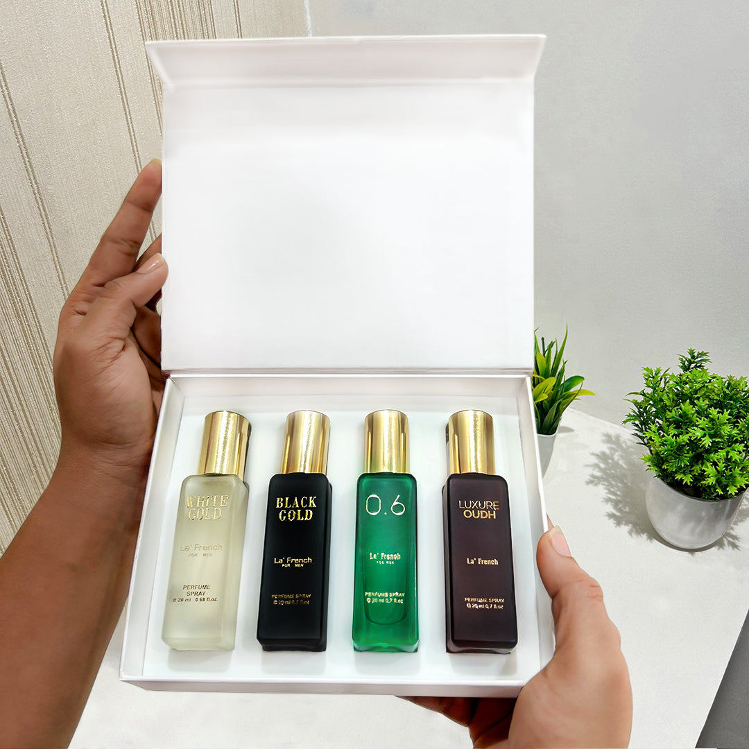LF Classic Perfume Gift Set 4x20ml - Black Gold | White Gold | 0.6 | Luxure Oudh