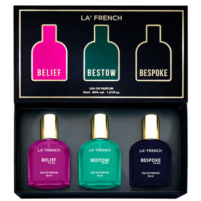 Luxury Perfume Gift Set for Men 3x30 ML Belief Bestow & Bespoke Perfume |