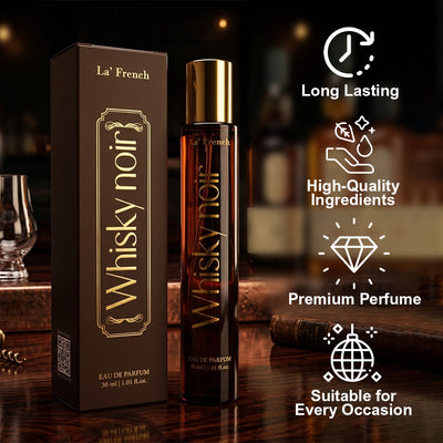 La French Whisky Noir Eau De Parfum 30ml | Premium Long-Lasting Bold Woody Perfume for Men - hover