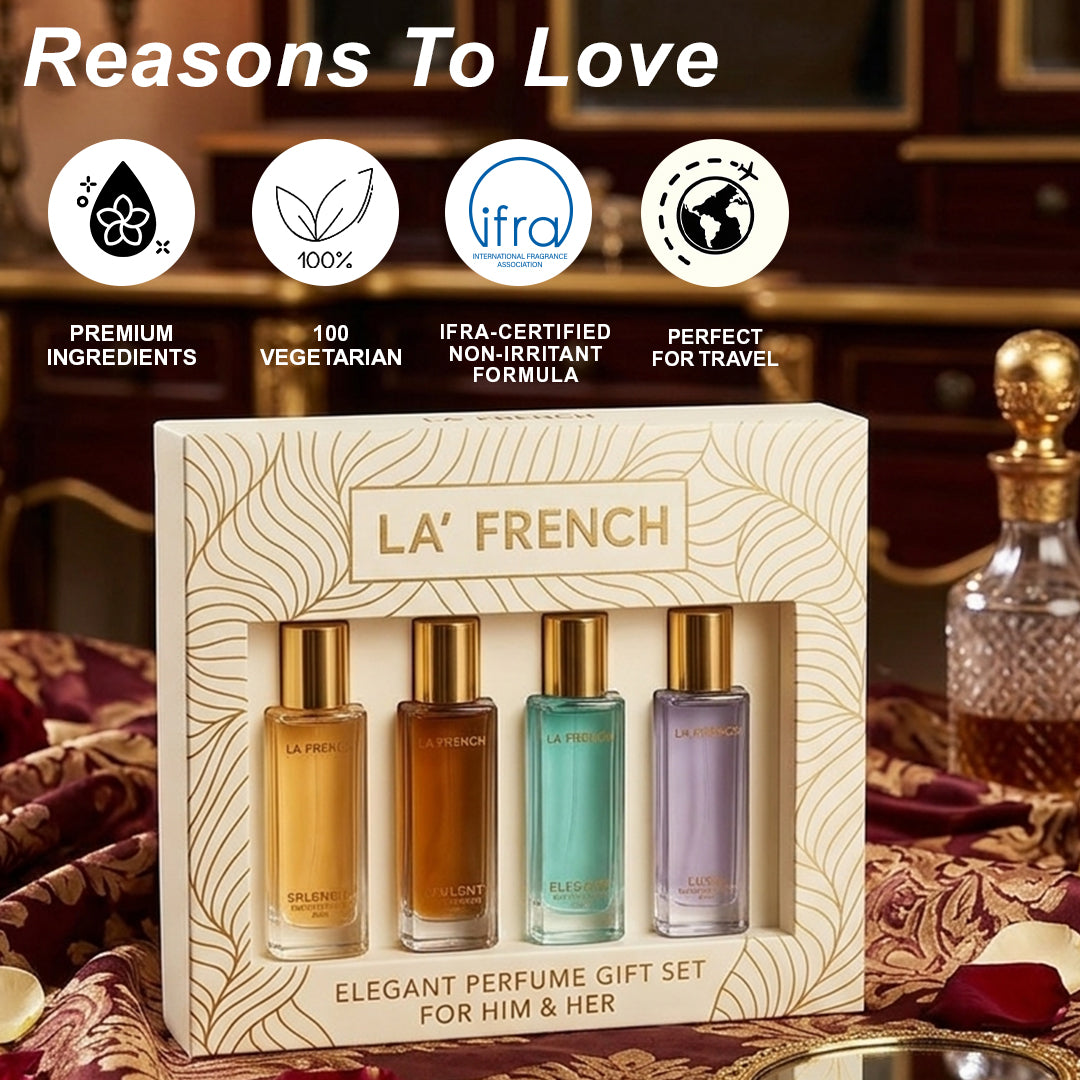 Elegant Perfume Gift Set for Him & Her, 4x20ml -Splendid | Opulent | Elegant | Luxe