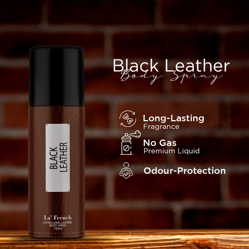 Black Leather Deodorant For Men - 150ml (Pack of 3)