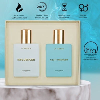 La French Influencer & Night Manager Luxury Unisex Perfume Gift Set 50ml X 2 Pcs - hover