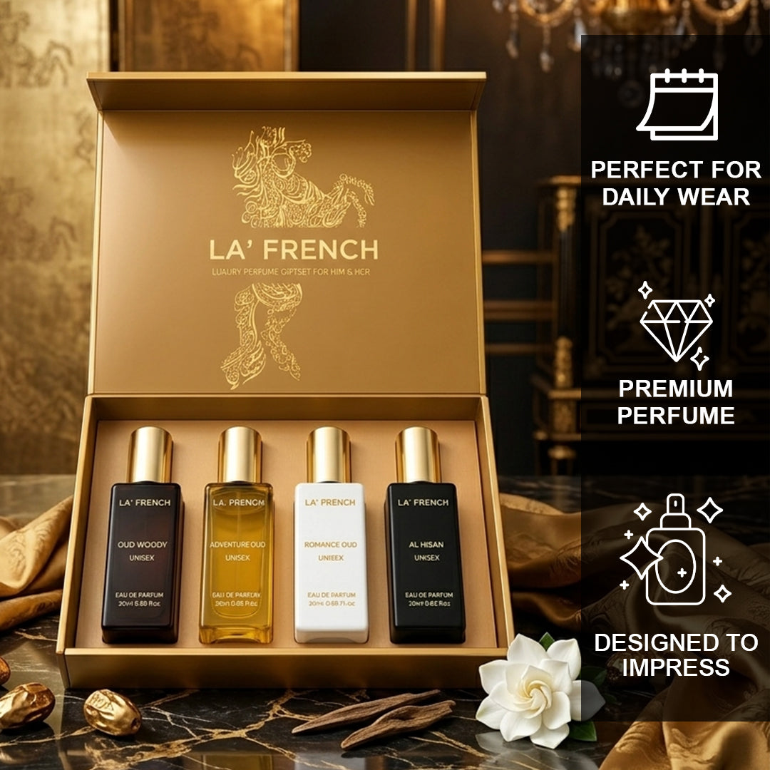 Oudh Perfume Gift Set 4x20ml - Adventure Oud | Romance Oud | Al Hisan | Oud Woody