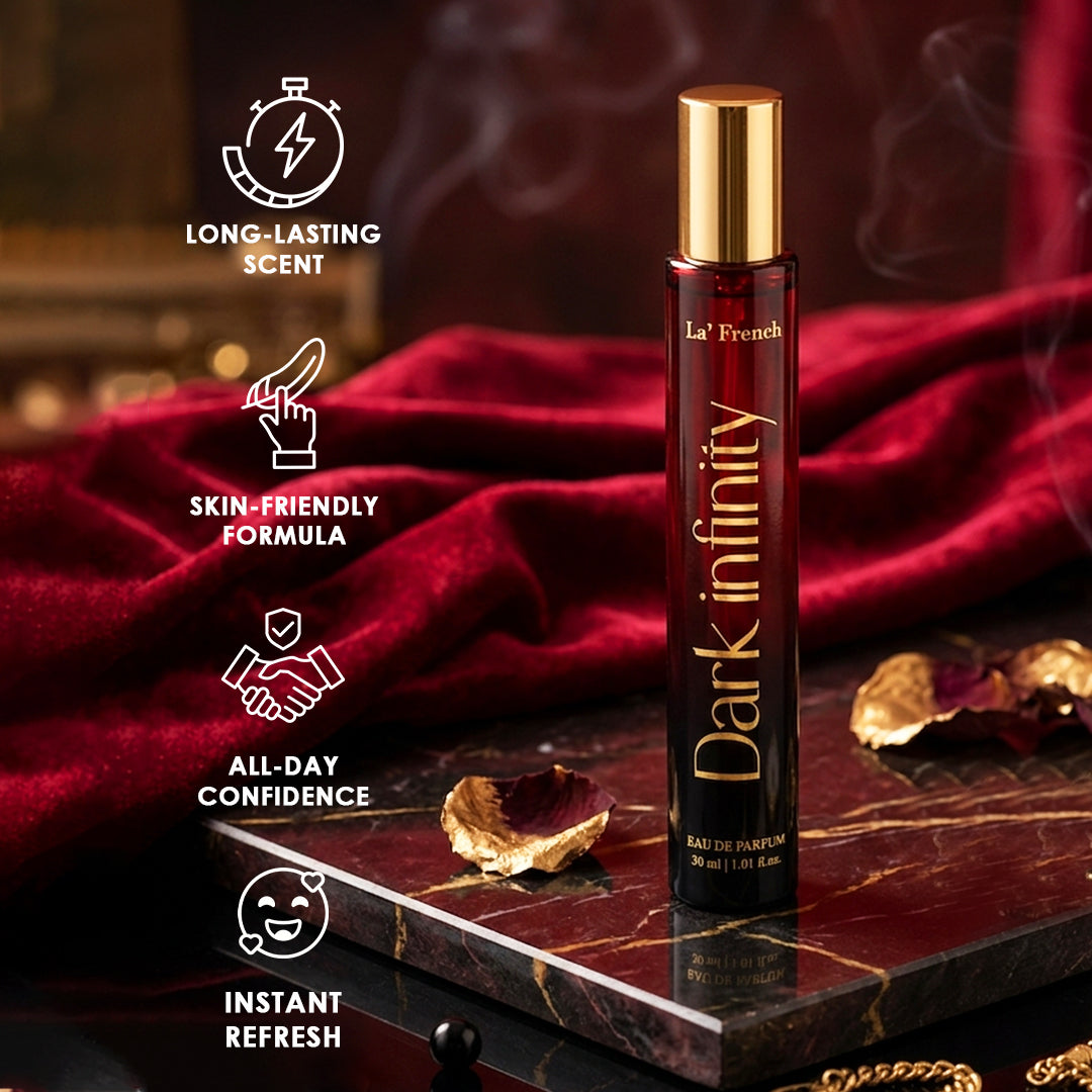 La French  Dark Infinity Perfume 30ml | Long Lasting Dark Woody Spicy Fragrance for Men & Women | Premium Unisex Eau De Parfum | Intense & Mysterious Scent