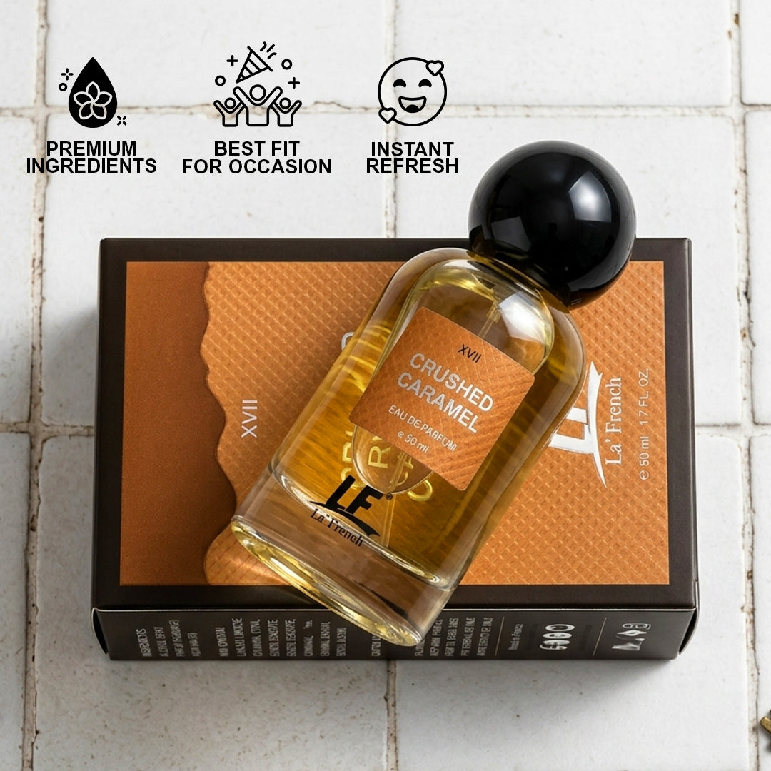 La French Crushed Caramel Unisex Perfume 50ml | Long Lasting Sweet Caramel Fragrance | Premium Eau De Parfum for Men & Women