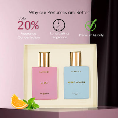 La  French Brat & Alpha Women Luxury Unisex Perfume Gift Set 50ml X 2 Pcs - hover