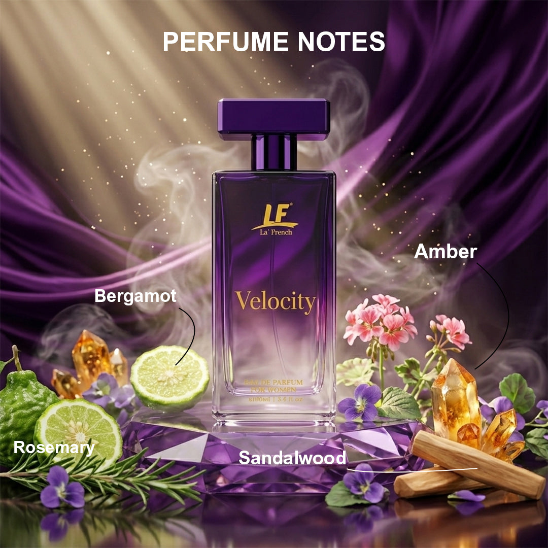 La French Velocity Perfume for Women 100ml – Long Lasting Eau De Parfum | Fresh Floral Bergamot Amber Sandalwood Fragrance