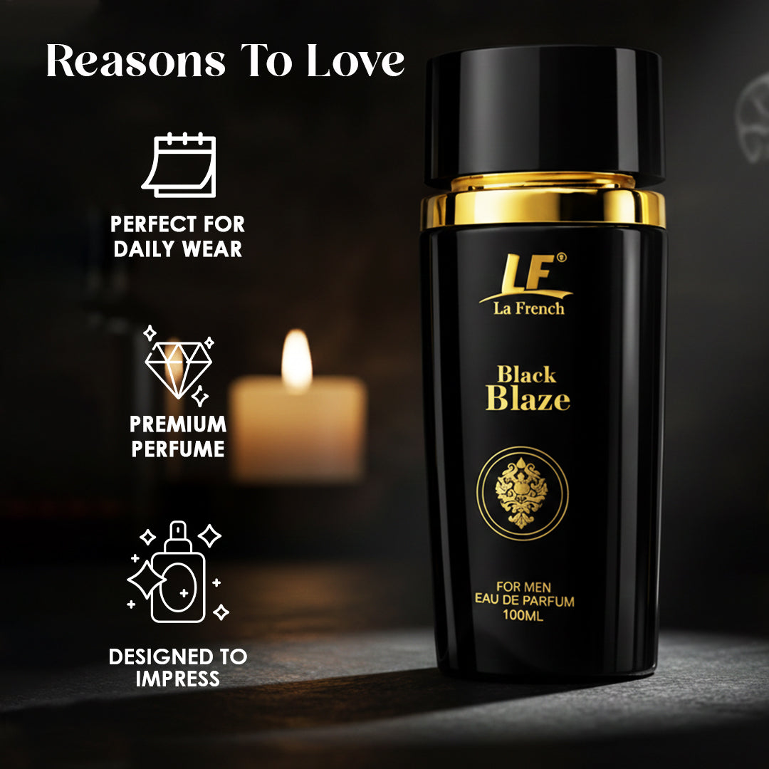 La French Black Blaze Premium Men's Perfume 100ml - Exquisite & Smokey Luxury Perfume - For Men Who Are Confident & Bold