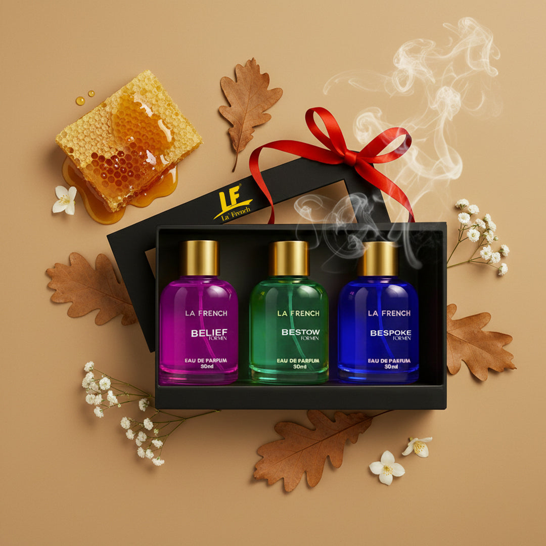 La French Man Perfume Gift Set 3 x 30 ml for Men | with Belief Bestow Bespoke Perfume | Woody, Citrusy Long Lasting EDP Fragrance Scent Best Gift Hamper Set for Men