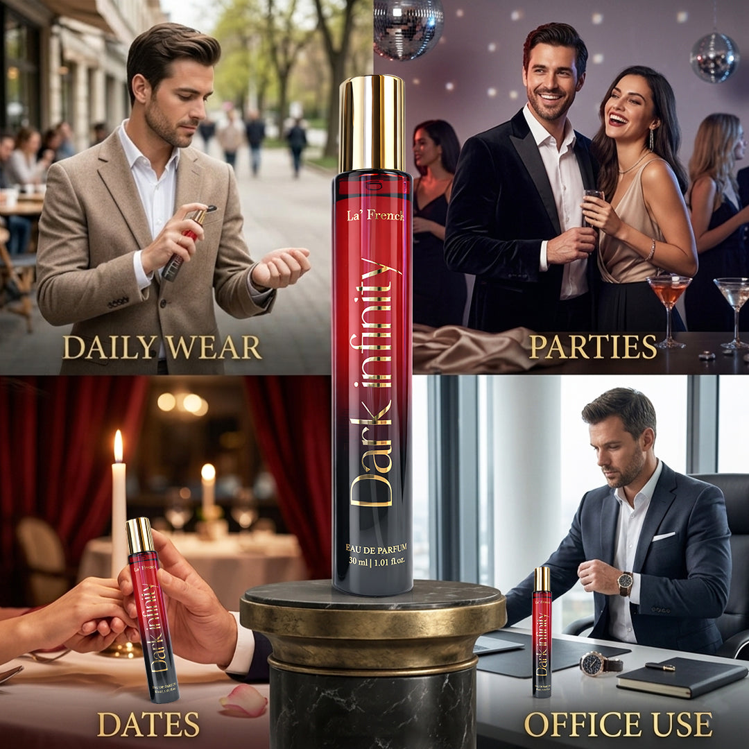 La French  Dark Infinity Perfume 30ml | Long Lasting Dark Woody Spicy Fragrance for Men & Women | Premium Unisex Eau De Parfum | Intense & Mysterious Scent