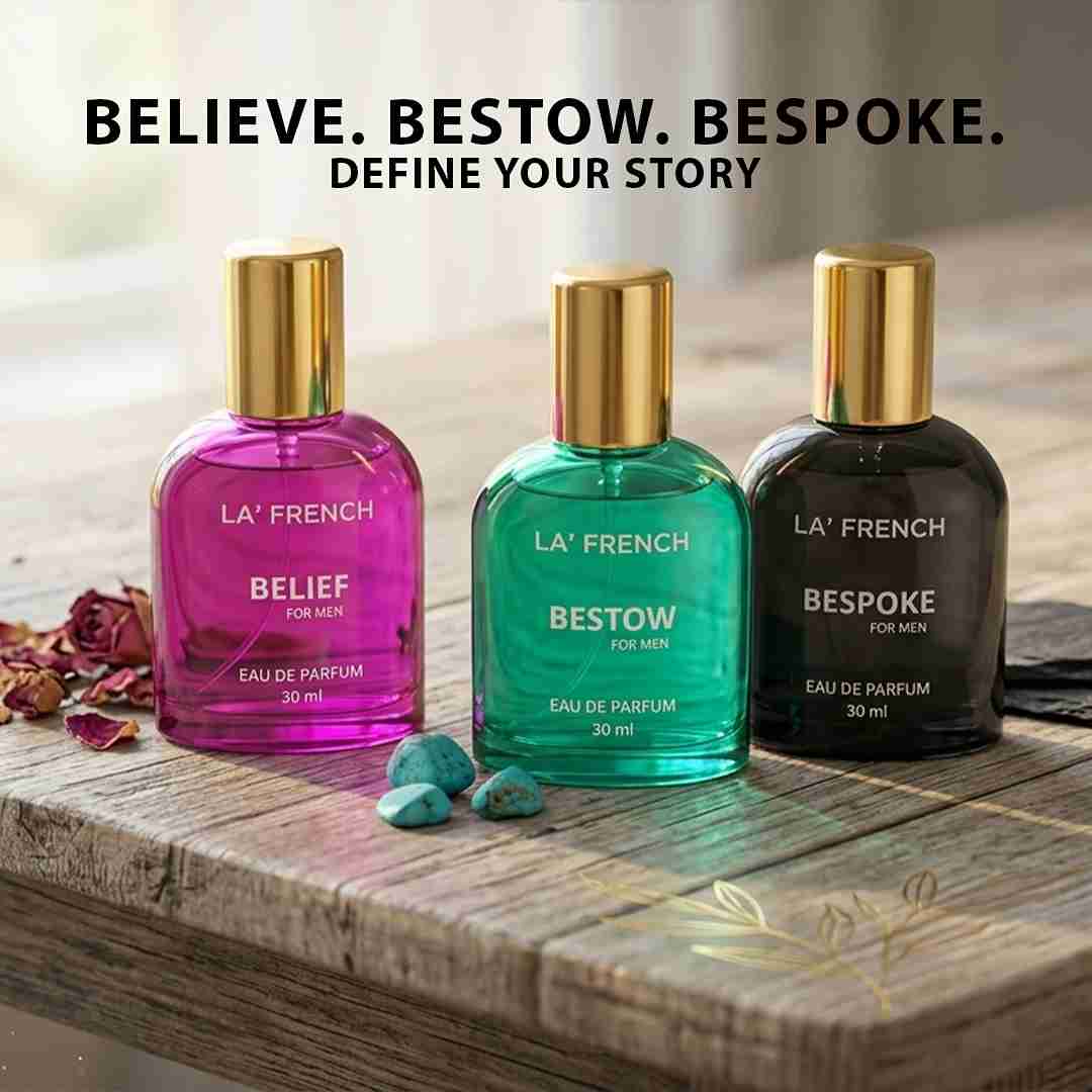 La French Man Perfume Gift Set 3 x 30 ml for Men | with Belief Bestow Bespoke Perfume | Woody, Citrusy Long Lasting EDP Fragrance Scent Best Gift Hamper Set for Men