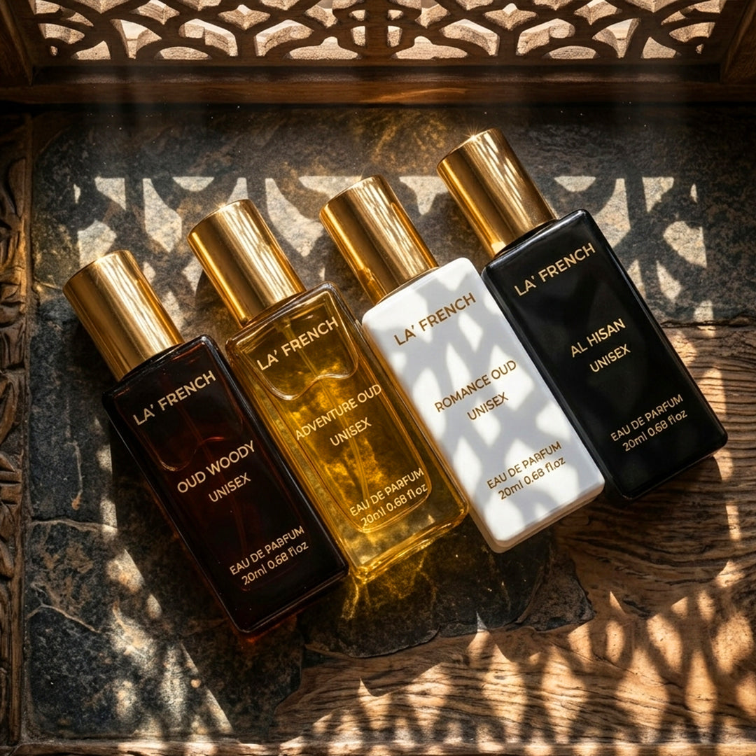 Oudh Perfume Gift Set 4x20ml - Adventure Oud | Romance Oud | Al Hisan | Oud Woody