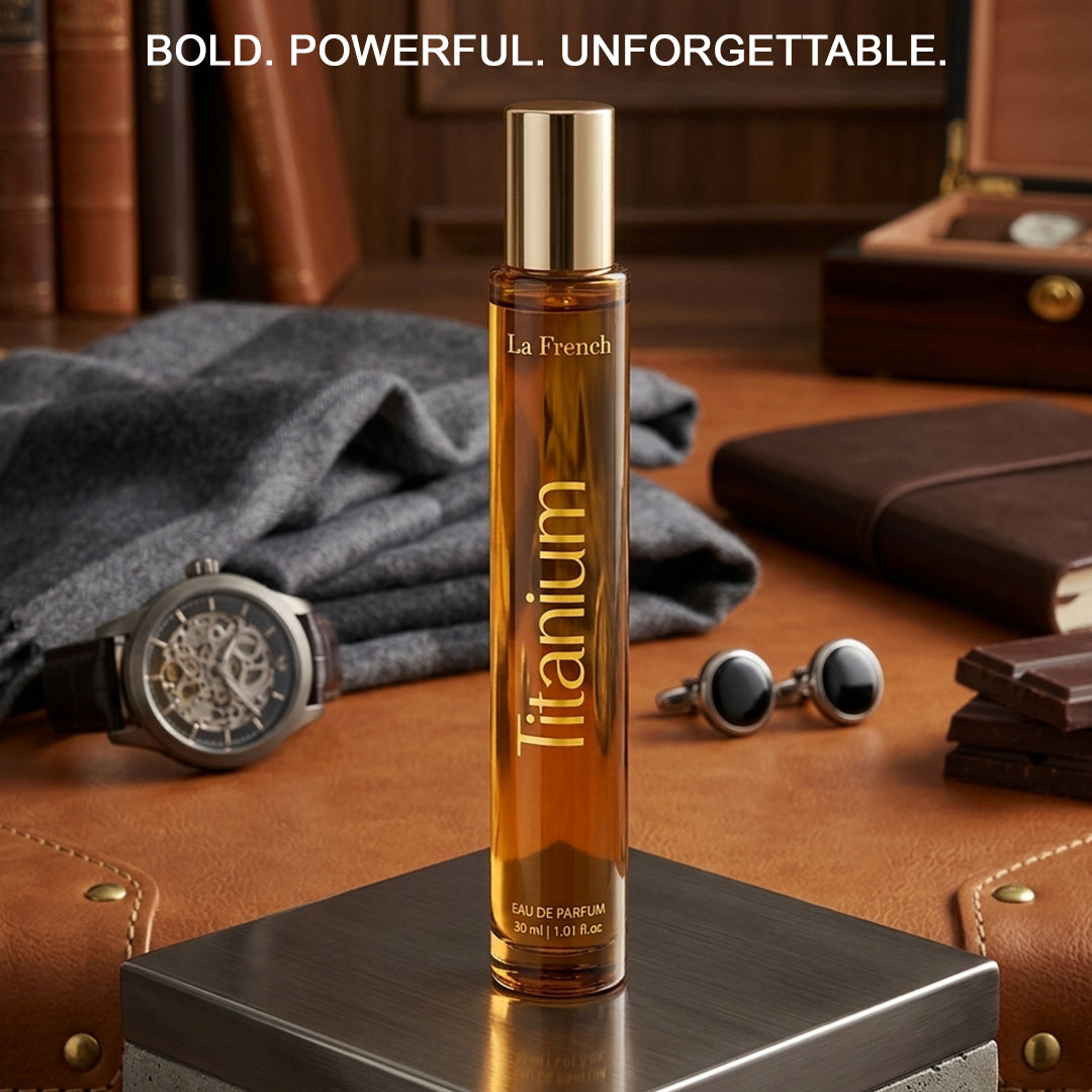 La French Titanium Perfume 30ml | Long Lasting Fresh Metallic Woody Fragrance for Men & Women | Premium Unisex Eau De Parfum | Strong & Modern Signature Scent