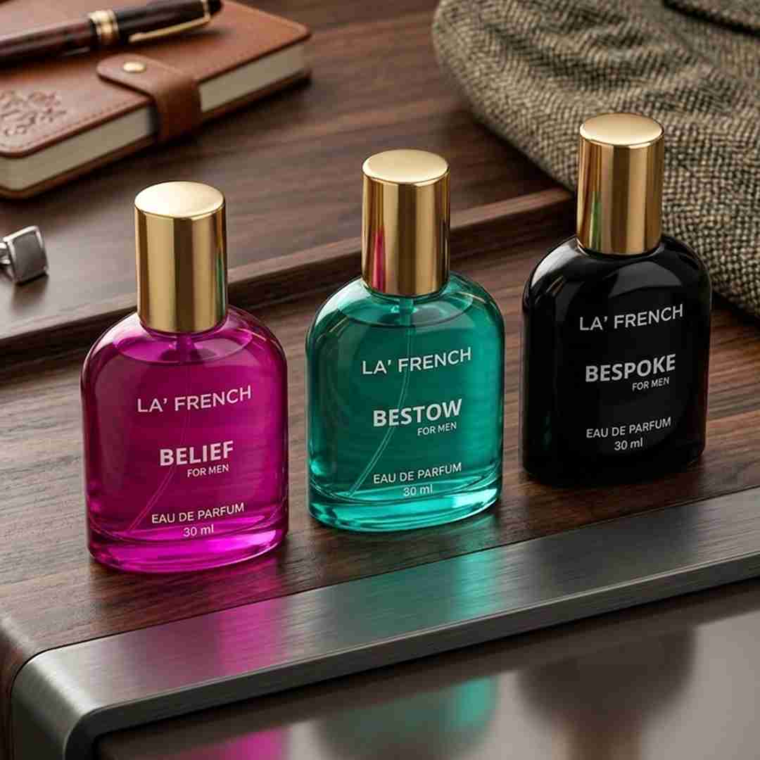 La French Man Perfume Gift Set 3 x 30 ml for Men | with Belief Bestow Bespoke Perfume | Woody, Citrusy Long Lasting EDP Fragrance Scent Best Gift Hamper Set for Men