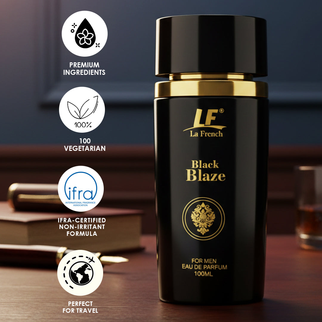 La French Black Blaze Premium Men's Perfume 100ml - Exquisite & Smokey Luxury Perfume - For Men Who Are Confident & Bold