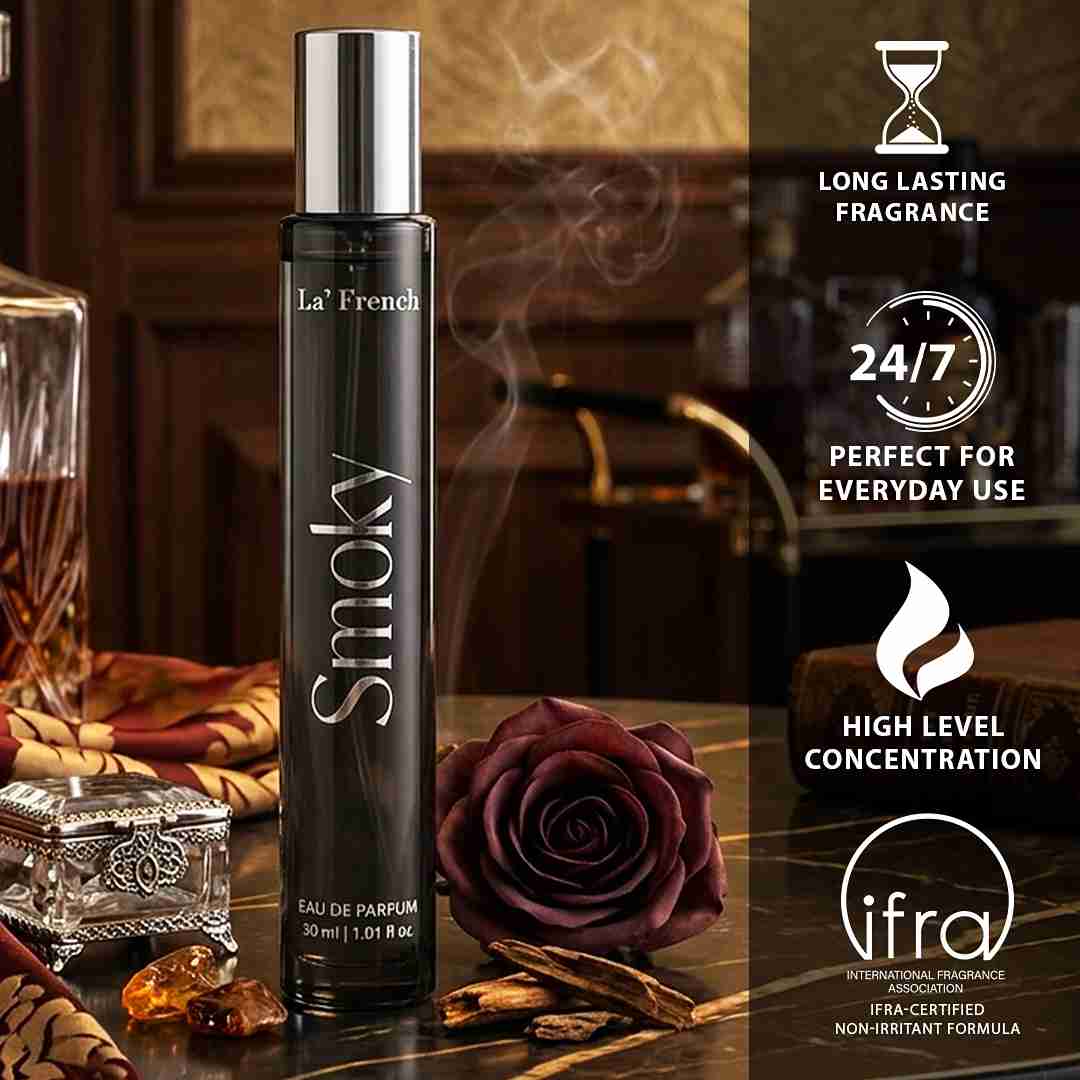 La French Smoky Perfume 30ml | Long Lasting Smoky Woody Spicy Fragrance for Men  Dark & Intense Signature Scent