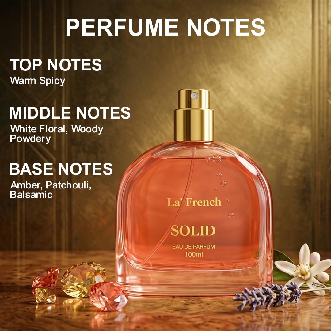 La French Solid Unisex Perfume 100ml – Long Lasting Eau De Parfum | Warm Woody Floral Luxury Fragrance for Men & Women