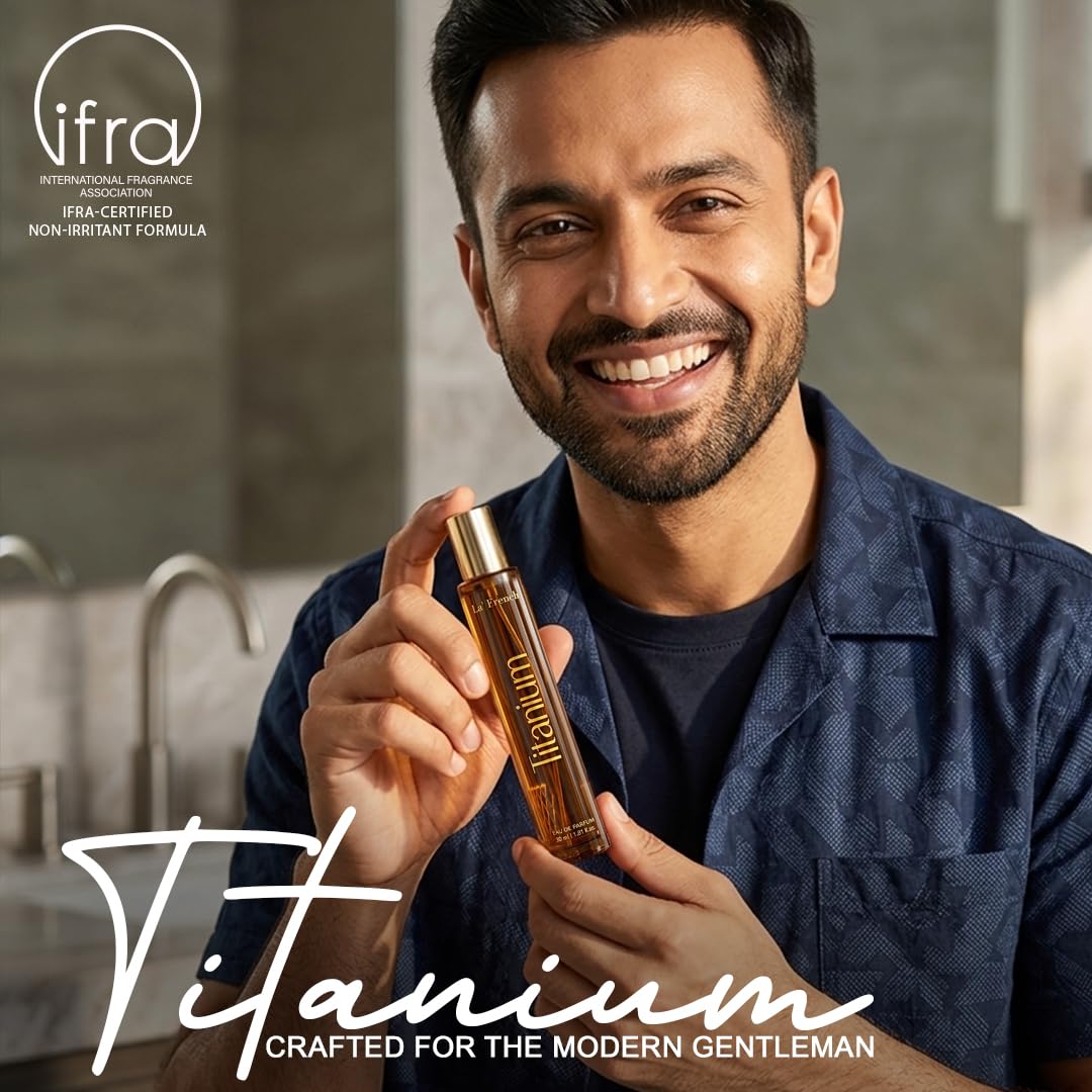 La French Titanium Perfume 30ml | Long Lasting Fresh Metallic Woody Fragrance for Men| Strong & Modern Signature Scent