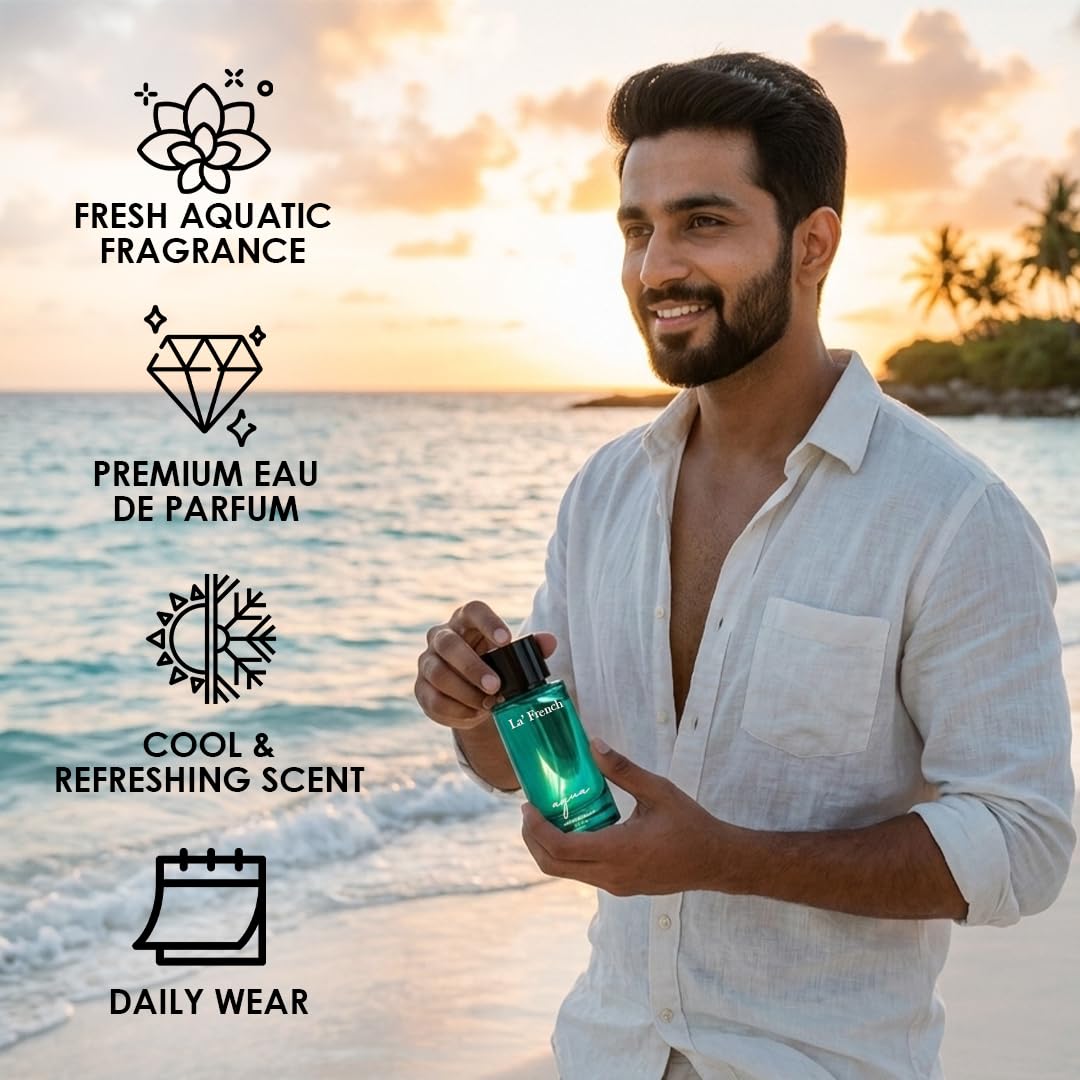 La French Aqua Perfume for Men & Women 100ml | Long Lasting Fresh Aquatic Fragrance | Premium Unisex Eau De Parfum | Clean & Refreshing Daily Wear Scent