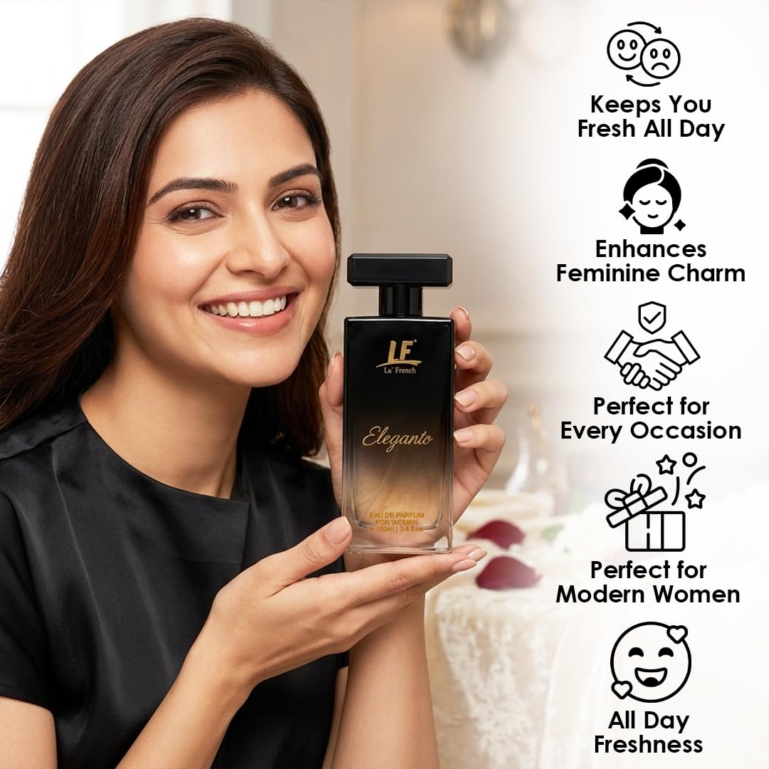 La French Eleganto Perfume for Women- 100ml | Premium Eau De Parfum | Long Lasting Fresh Floral Fragrance | Ideal for Special Occasions | Luxury Scent for Her