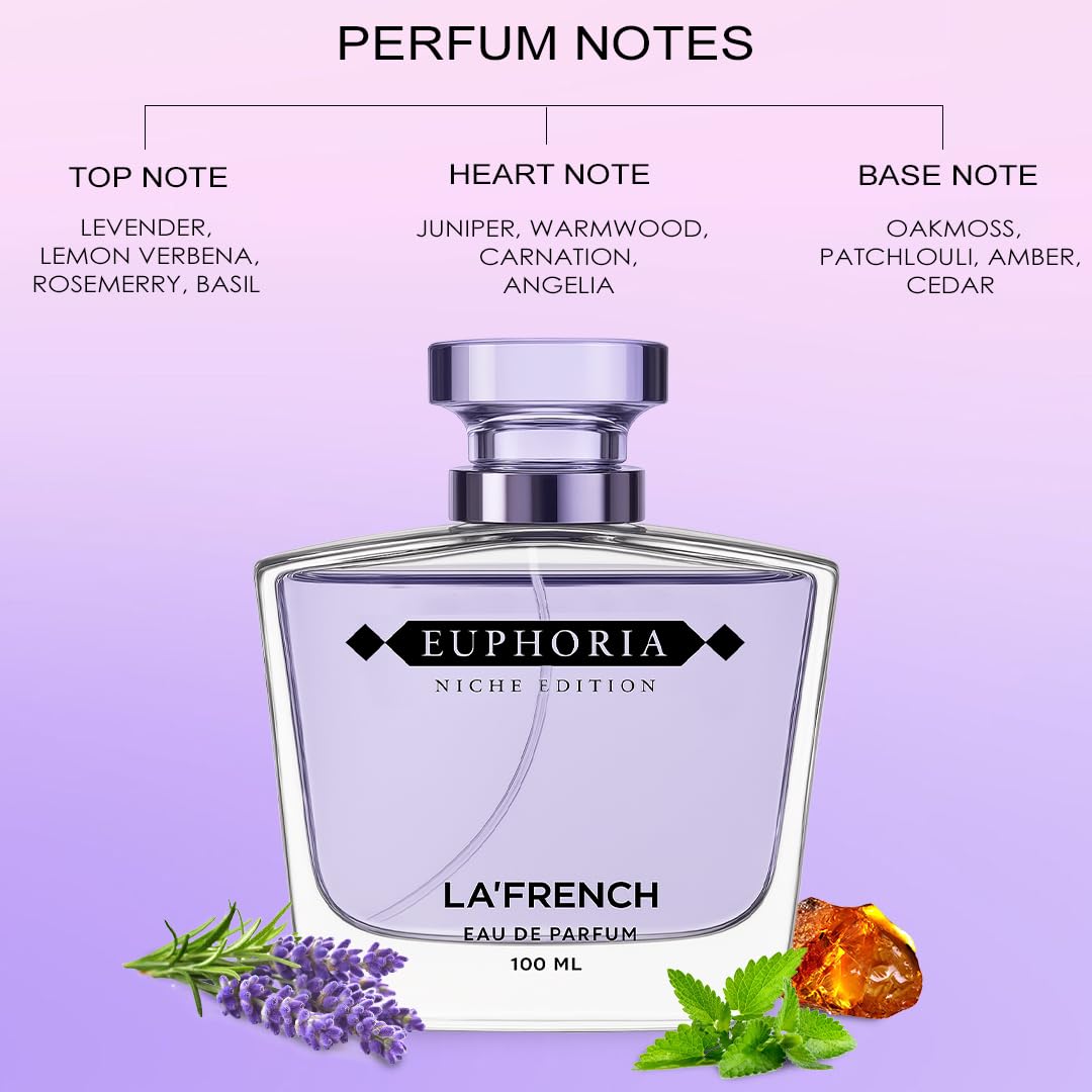 La French Euphoria Perfume for Men & Women 100ml | Long Lasting Sweet Floral Fruity Fragrance | Premium Unisex Eau De Parfum | Energetic & Addictive Scent