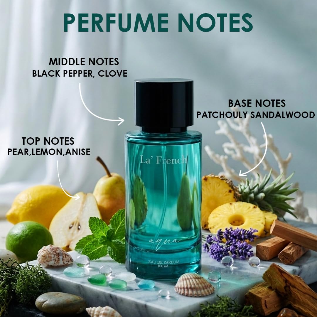 La French Aqua Perfume for Men & Women 100ml | Long Lasting Fresh Aquatic Fragrance | Premium Unisex Eau De Parfum | Clean & Refreshing Daily Wear Scent