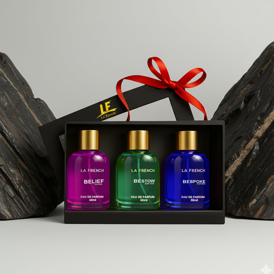 La French Man Perfume Gift Set 3 x 30 ml for Men | with Belief Bestow Bespoke Perfume | Woody, Citrusy Long Lasting EDP Fragrance Scent Best Gift Hamper Set for Men