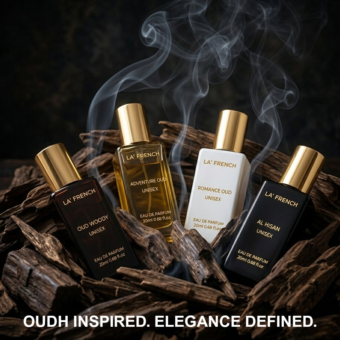 Oudh Perfume Gift Set 4x20ml - Adventure Oud | Romance Oud | Al Hisan | Oud Woody