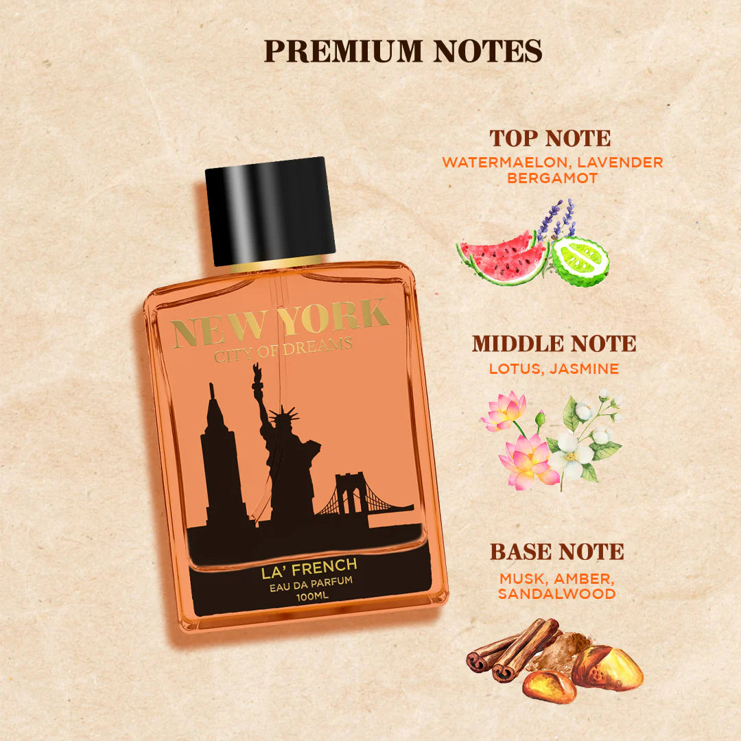 La French New York Eau De Parfum 100ml – Unisex Long Lasting Perfume | Fresh Spicy Aqua Premium Fragrance for Men & Women