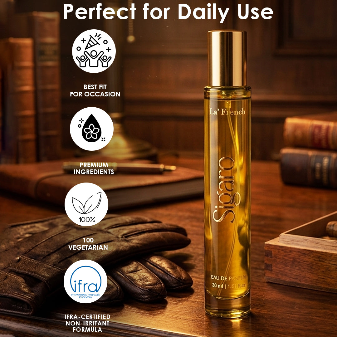 La French Sigaro Perfume 30ml | Long Lasting Tobacco Woody Spicy Fragrance for Men & Women | Premium Unisex Eau De Parfum | Rich & Bold Signature Scent